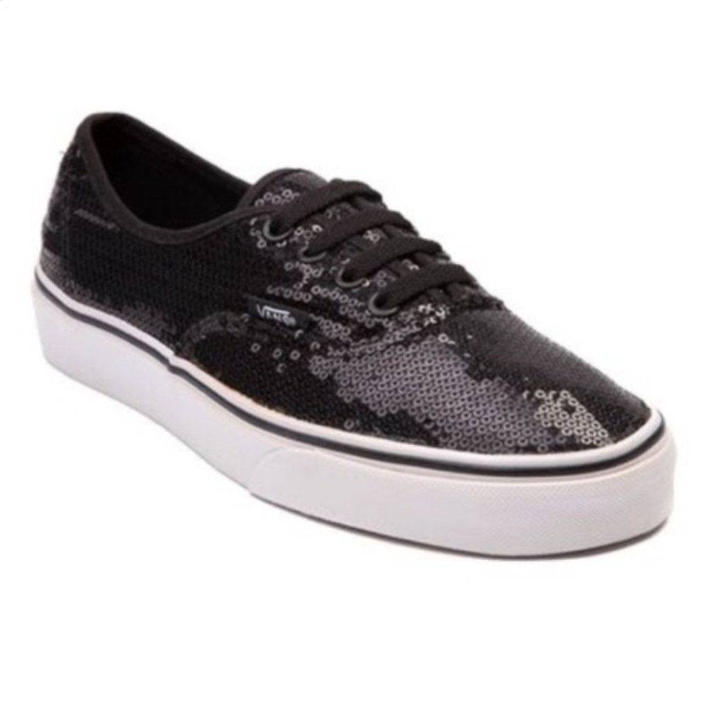 VANS Off The Wall "Black Sequin" Lo Pro Skate Shoes, Sz Wo 8.5/Men 7, Used